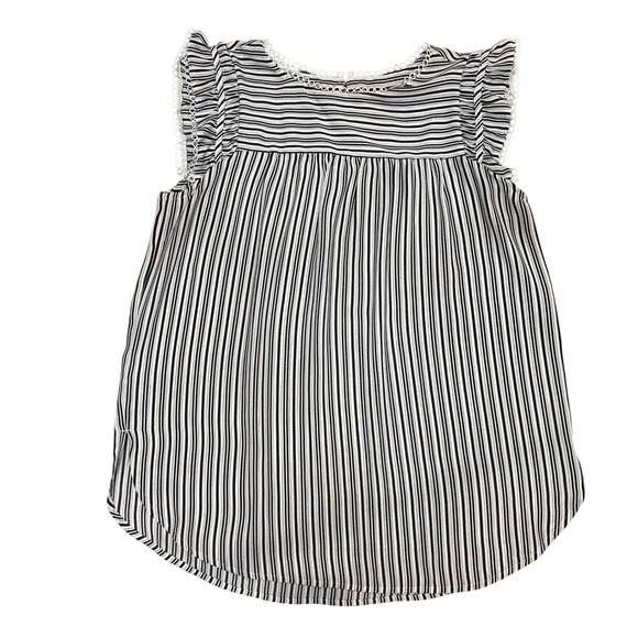 LOFT Striped Sleeveless Top with Ruffle Trim Women's Size S Office Career Femme - Picture 1 of 7
